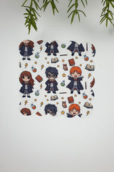 Büyücülük Okulu Çizgi Karakterler Tasarımlı Lazer Kesim Kokteyl Peçetesi 1 Adet