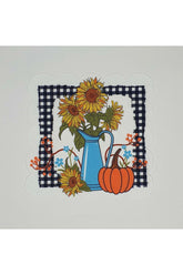 Digitally Printed Laser Cut Cocktail Napkin with Sunflower and Pumpkin Pattern