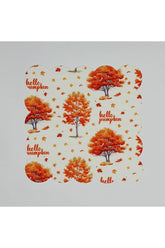 Fabric Cocktail Napkin with Autumn Trees and Slogan Digital Print Laser Cut