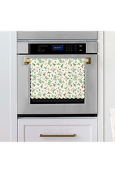 Laser Cut Baking Cloth with Elegant Watercolor Green Leaves and Red Bud Pattern