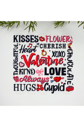 Aşk ve Sevgi Kelimeleri Tipografi Tasarımlı Kumaş Kokteyl Peçetesi 1 Adet