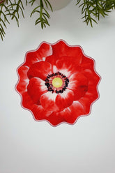 Watercolor Red Pink Rose Patterned Cup Matching Embroidered Cocktail Napkin 1 Piece