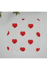 Red Heart Patterned Cocktail Napkin Fabric