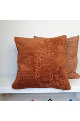 Devore Patterned Velvet Cushion Cover Copper Color