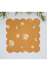 Orange Daisy Patterned Washable Fabric Cocktail Napkin, 1 Piece
