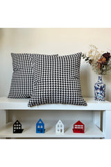 Digitally Printed Houndstooth Patterned Cushion Cover