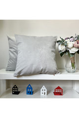 Pastel Gray Thai Feather Velvet Cushion Cover