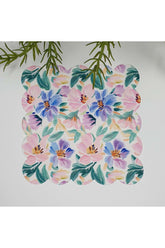 Watercolor Lilac Pink Floral Pattern Laser Cut Fabric Cocktail Napkin 1 Piece