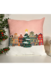 Pastel Blue Snow View Christmas Cushion Cover
