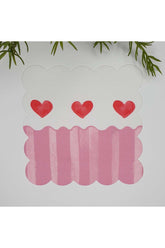 Watercolor Striped Heart Patterned Washable Fabric Cocktail Napkin 1 Piece