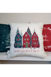 New Year's Eve Houses and Slogan Patterned Cushion Cover