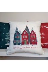 New Year's Eve Houses and Slogan Patterned Cushion Cover