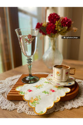 Çıtır Çiçek Desenli Dijital Baskılı Nakışlı Kokteyl Peçetesi