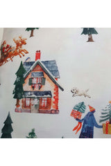 Watercolor Winter Village Landscape Design Cushion Cover