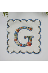 G Harfi Nakış ve Pul Payet Kenar Kokteyl Peçetesi Yıkanabilir 1 Adet