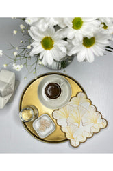 Gold Color Ginkgo Leaves Embroidered Edge Cocktail Napkin 1 Piece