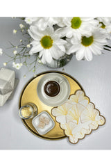 Gold Color Ginkgo Leaves Embroidered Edge Cocktail Napkin 1 Piece