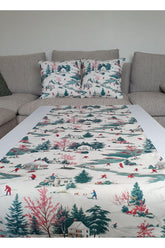 Watercolor Christmas Snow Landscape Patterned Digital Printed Runner
