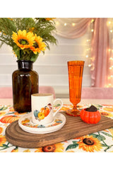 Runner Kabak Desenli Halloween Ayçiçeği Desenli Dijital Baskılı