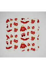 Red Watercolor Christmas Objects Digitally Printed Cocktail Napkin