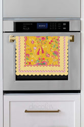 Love Bloom Heart-Colored Floral Yellow Laser Cut Oven Cover