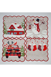 Elegant New Year's Eve Cocktail Napkin Set Embroidered Digital Printed Washable