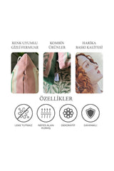 Morris Style Leaf Patterned Velvet Fabric Digital Printed Cushion Cover