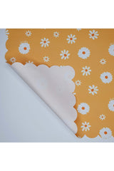 Hardal Zemin Papatya Desenli Lazer Kesim Kumaş Fırın Örtüsü