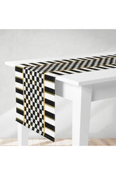 Runner Antique Checkerboard Pattern Edges Striped Pattern Digital Print