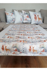 Watercolor Snow Scene and Deer Patterned Runner