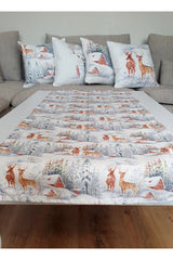 Watercolor Snow Scene and Deer Patterned Runner
