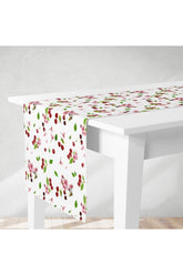 Runner Kiraz Çiçek Desenli Dijital Baskılı