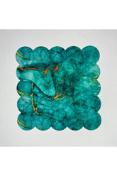 Turquoise Marble Patterned Digitally Printed Cocktail Napkin