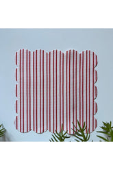 Kırmızı Pembe Çizgi Desenli Dijital Baskılı, Kenarı Lazer Kesim Dekoratif Kokteyl Peçeteleri