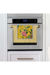 Laser Cut Oven Cover with Yellow Background Botanical Flowers Design 40x53cm