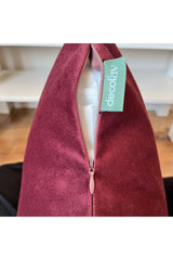 Merry & Bright Embroidered Burgundy Velvet Cushion Cover