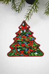 Ağaç Form Kurdeleli Yılbaşı Ağacı Nakış Kenar Kokteyl Peçetesi 1 Adet