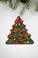 Ağaç Form Kurdeleli Yılbaşı Ağacı Nakış Kenar Kokteyl Peçetesi 1 Adet