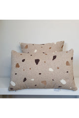 Terrazzo Patterned Luxury Boucle Cushion Cover Brown