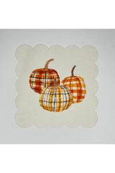 Plaid Pumpkin Pattern Digital Printed Cocktail Napkin Washable Laser Cut