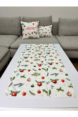 Yılbaşı Süs Objeleri Desenli Dijital Baskılı Runner