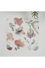 Pastel Watercolor Floral Pattern Laser Cut Fabric Cocktail Napkin 1 Piece