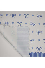 Romantic Blue Striped Bow and Heart Patterned Laser Cut Fabric Oven Cover