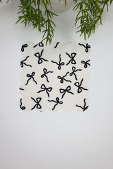 Black Ribbon Patterned Laser Cut Cocktail Napkin 1 Piece