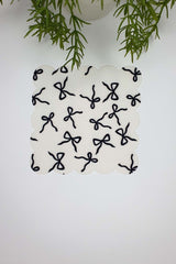 Black Ribbon Patterned Laser Cut Cocktail Napkin 1 Piece