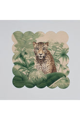 Tropical Forest and Leopard Digital Printed Fabric Cocktail Napkin Laser Cut