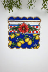 Felicita Limon ve Çizgi Tasarımlı Nakış Kenar Kumaş Kokteyl Peçetesi 1 Adet