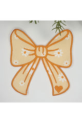 Ribbon Daisy Patterned Embroidered Edge Fabric Cocktail Napkin 1 Piece