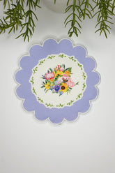 Flower Shaped Lilac Edge Floral Design Embroidered Cocktail Napkin 1 Piece