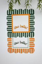 Ciao Bella Line Design Mustard Green Laser Cut Cocktail Napkins 2 Pieces